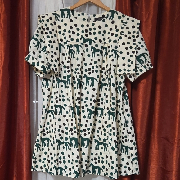 Beulah Green and Black Polka Dot Dress - Picture 4 of 7